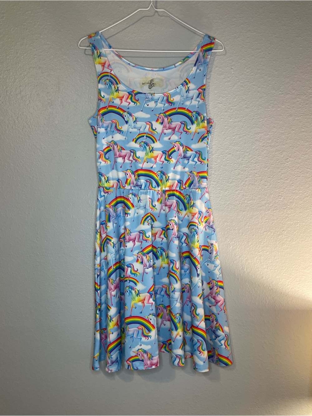 Lisa Frank Light Blue Unicorn & Rainbow Skater Dress